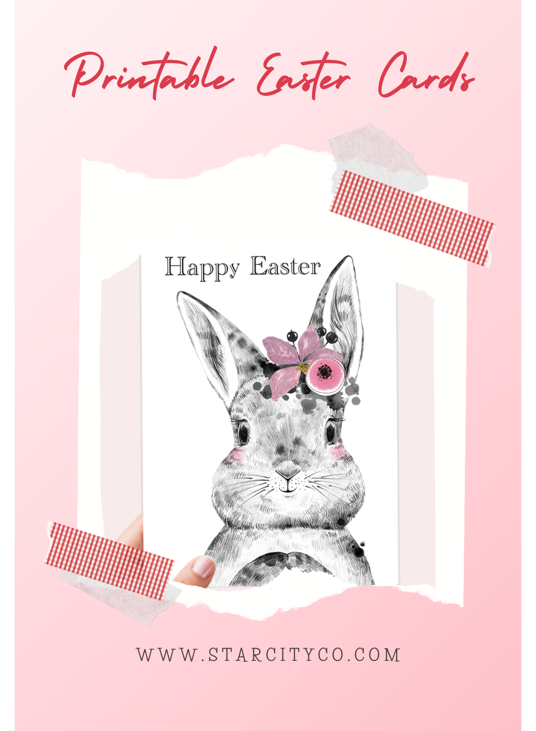 Happy Easter Bunny Card Printable - Digital Download