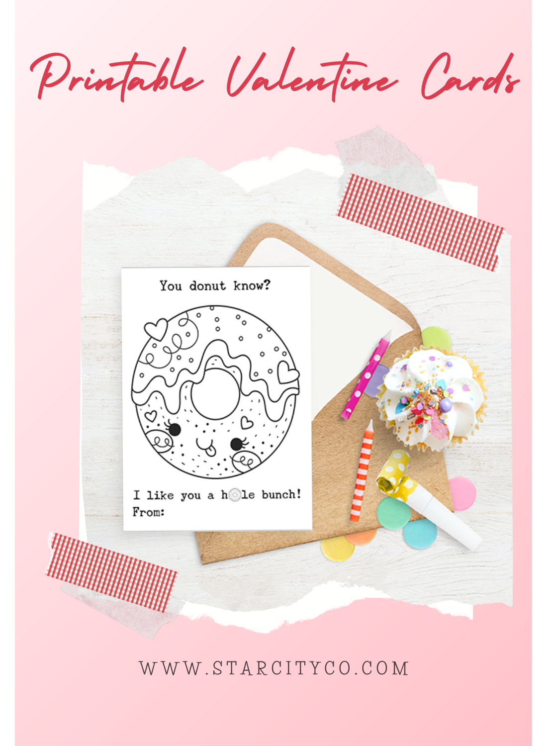 Donut Classroom Coloring Page Valentines Printable - Digital Download