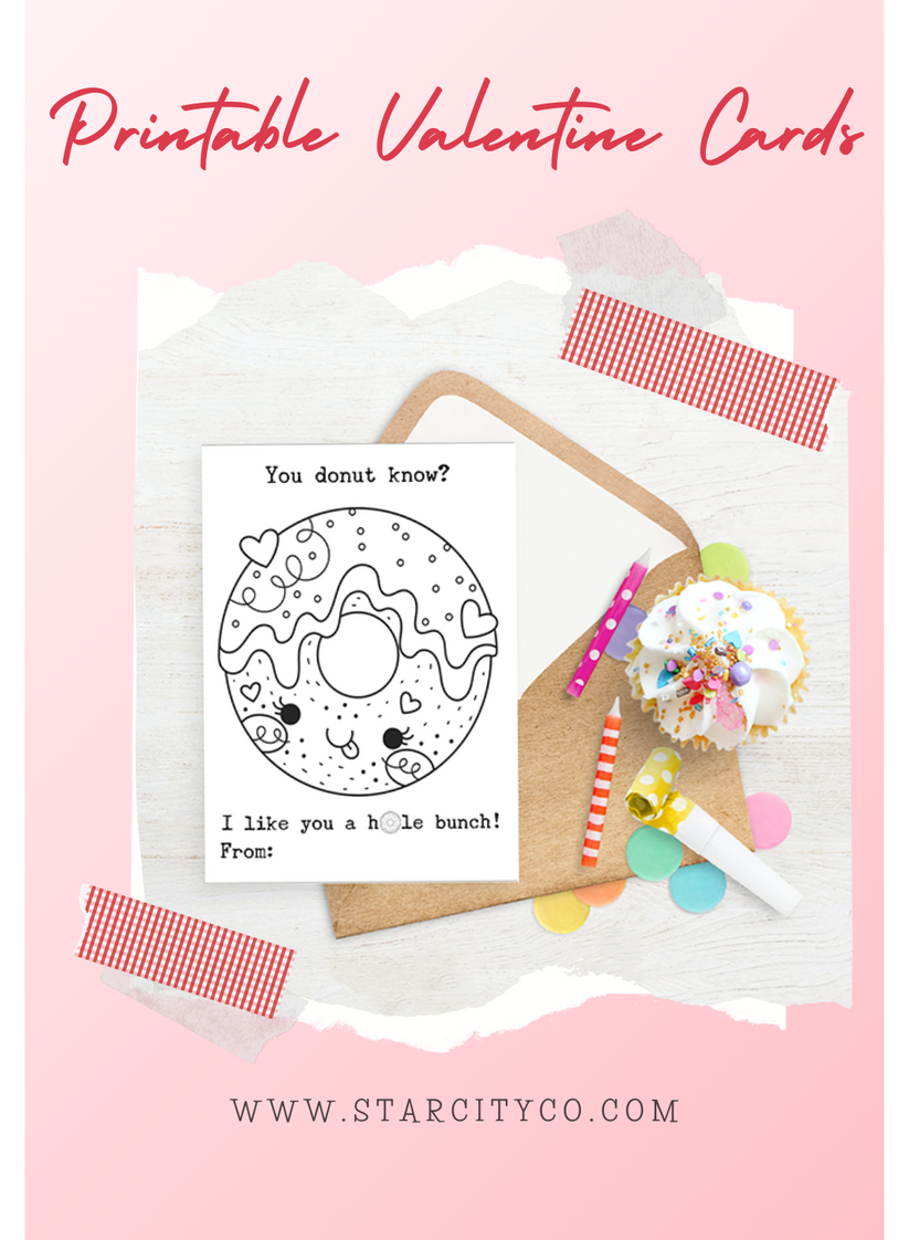 Donut Classroom Coloring Page Valentines Printable - Digital Download ...