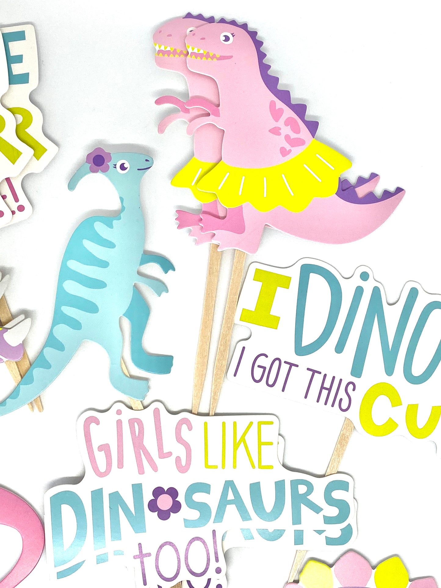 Pink Dinosaur Cupcake Toppers