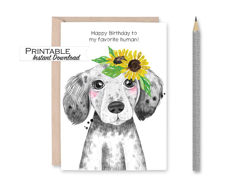 Funny Birthday Sunflower Card Printable from the Dog