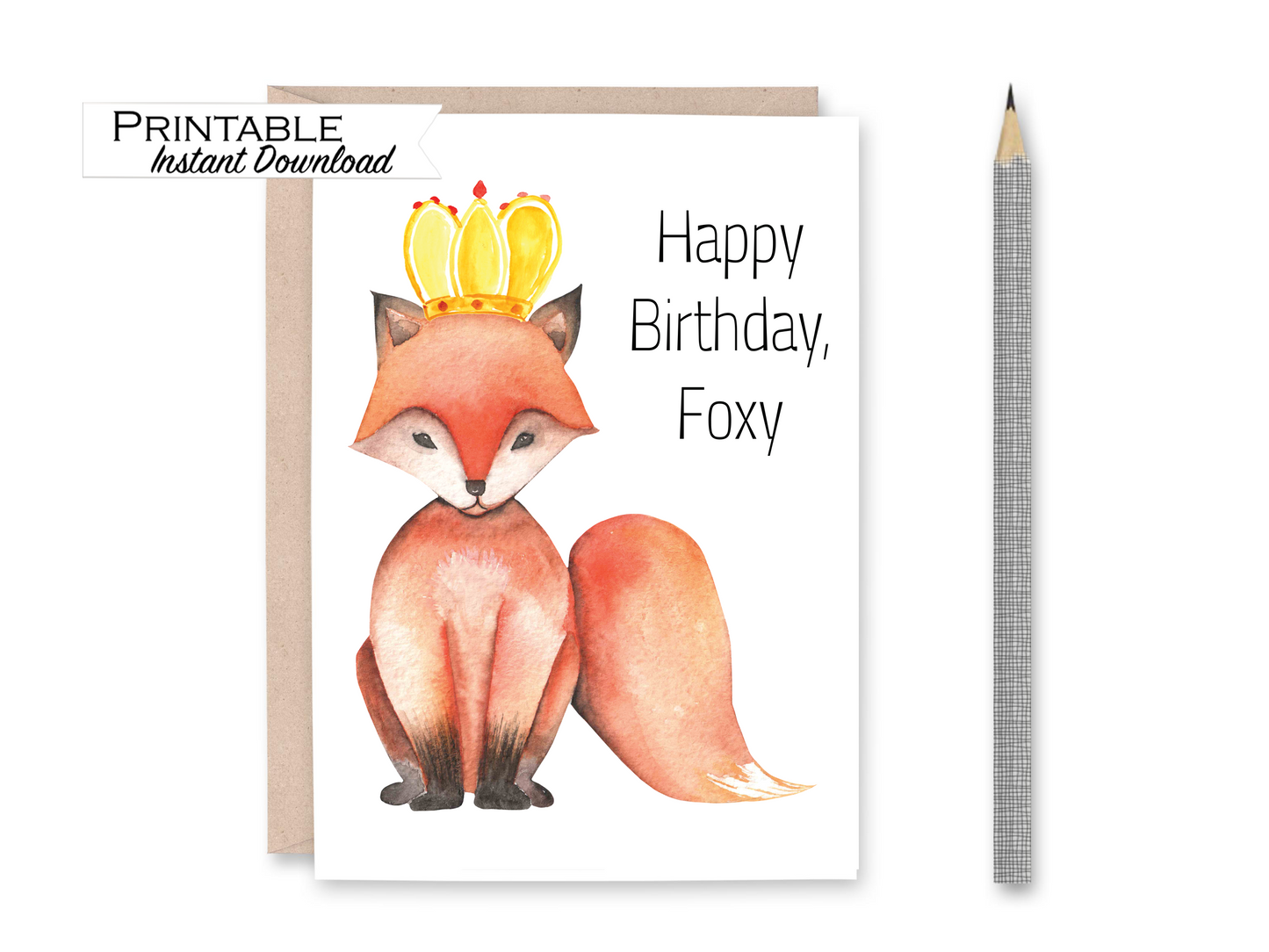 Happy Birthday Foxy - Fox Birthday Card Printable - Digital Download