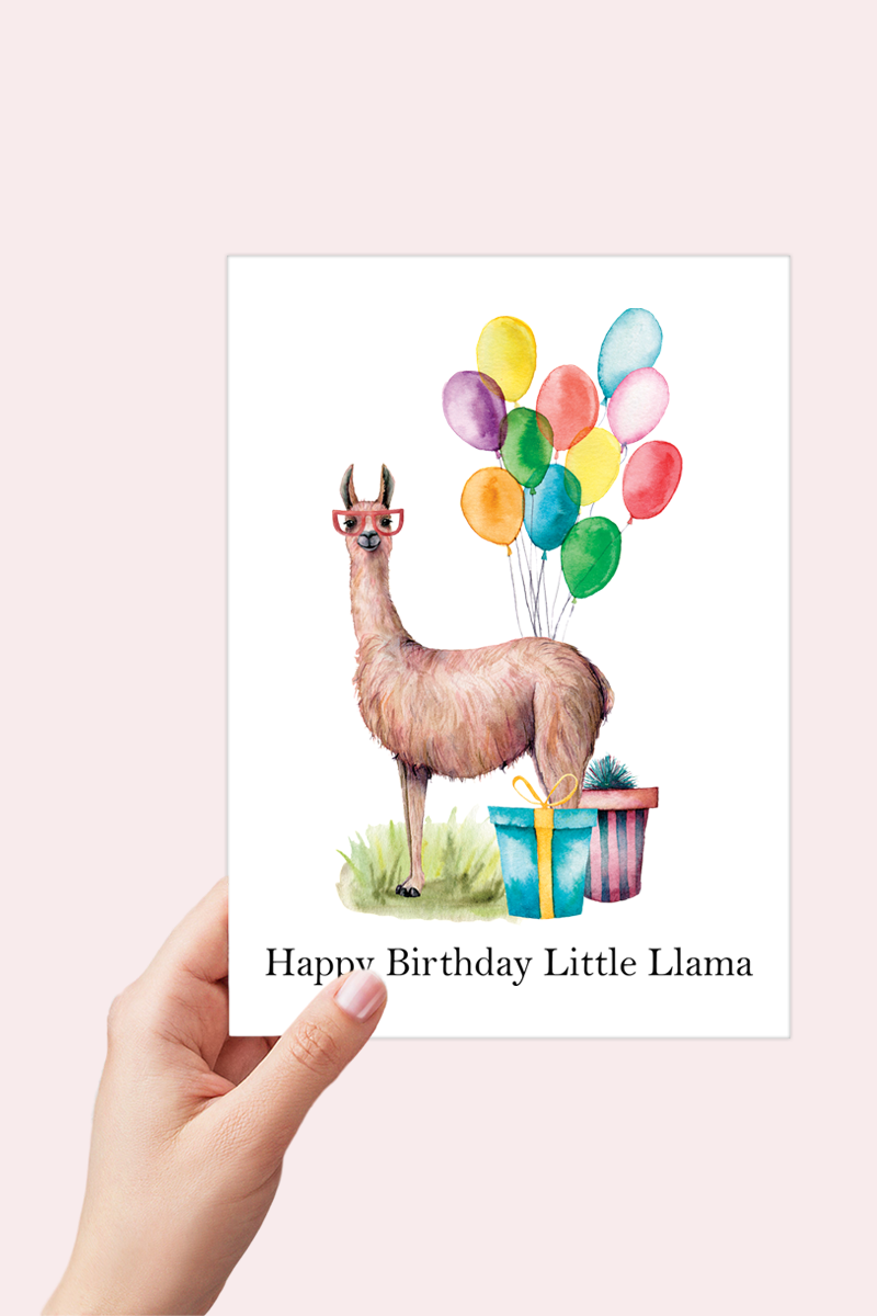 Happy Birthday Little Llama Birthday Card Printable - Digital Download