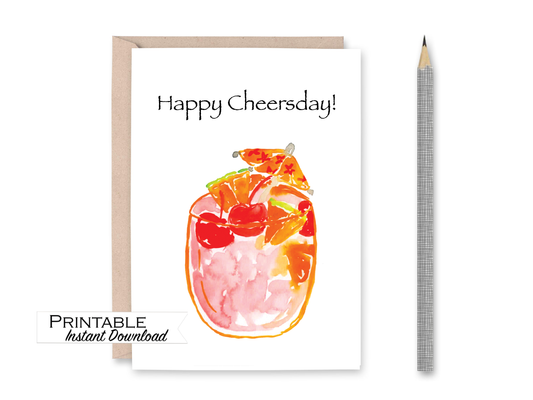 Happy Cheersday 21st Birthday Card Printable - Digital Download