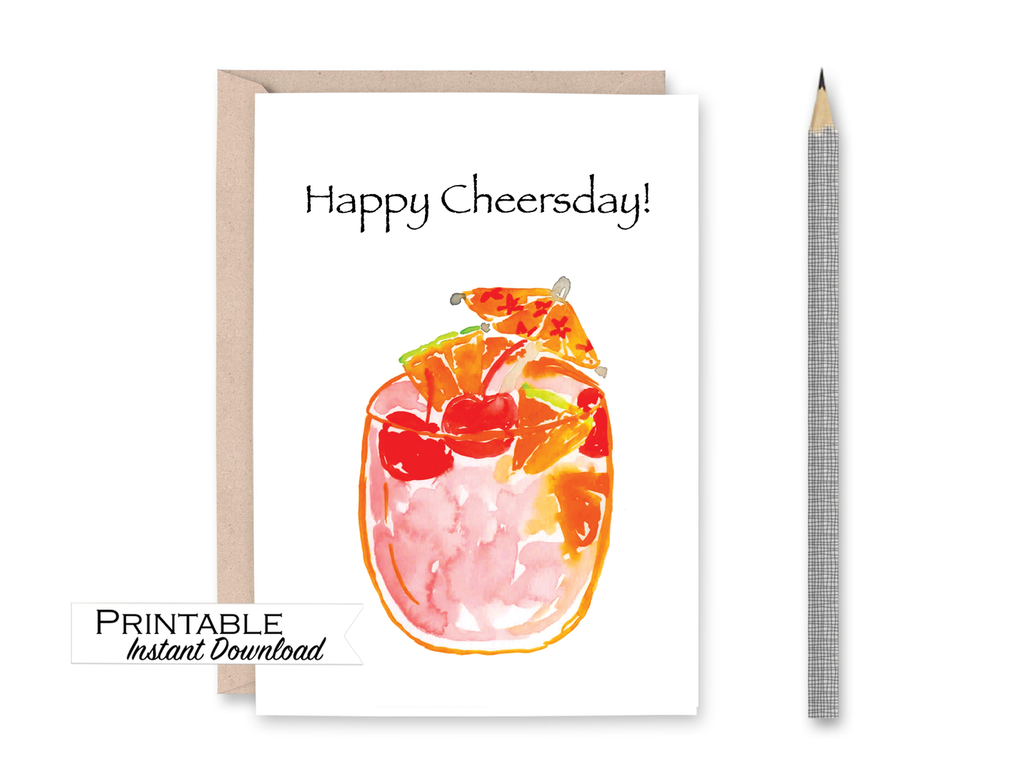 Happy Cheersday 21st Birthday Card Printable - Digital Download