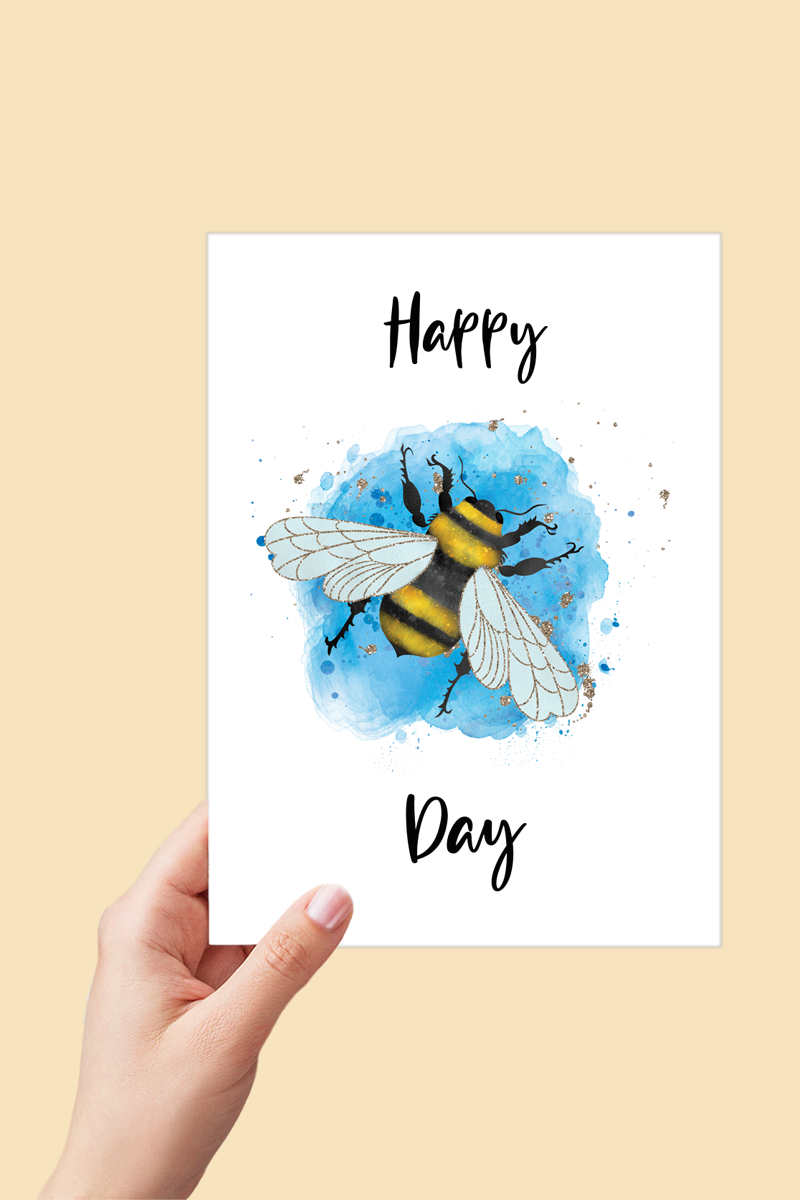 Happy Bee Day Birthday Card Printable - Digital Download