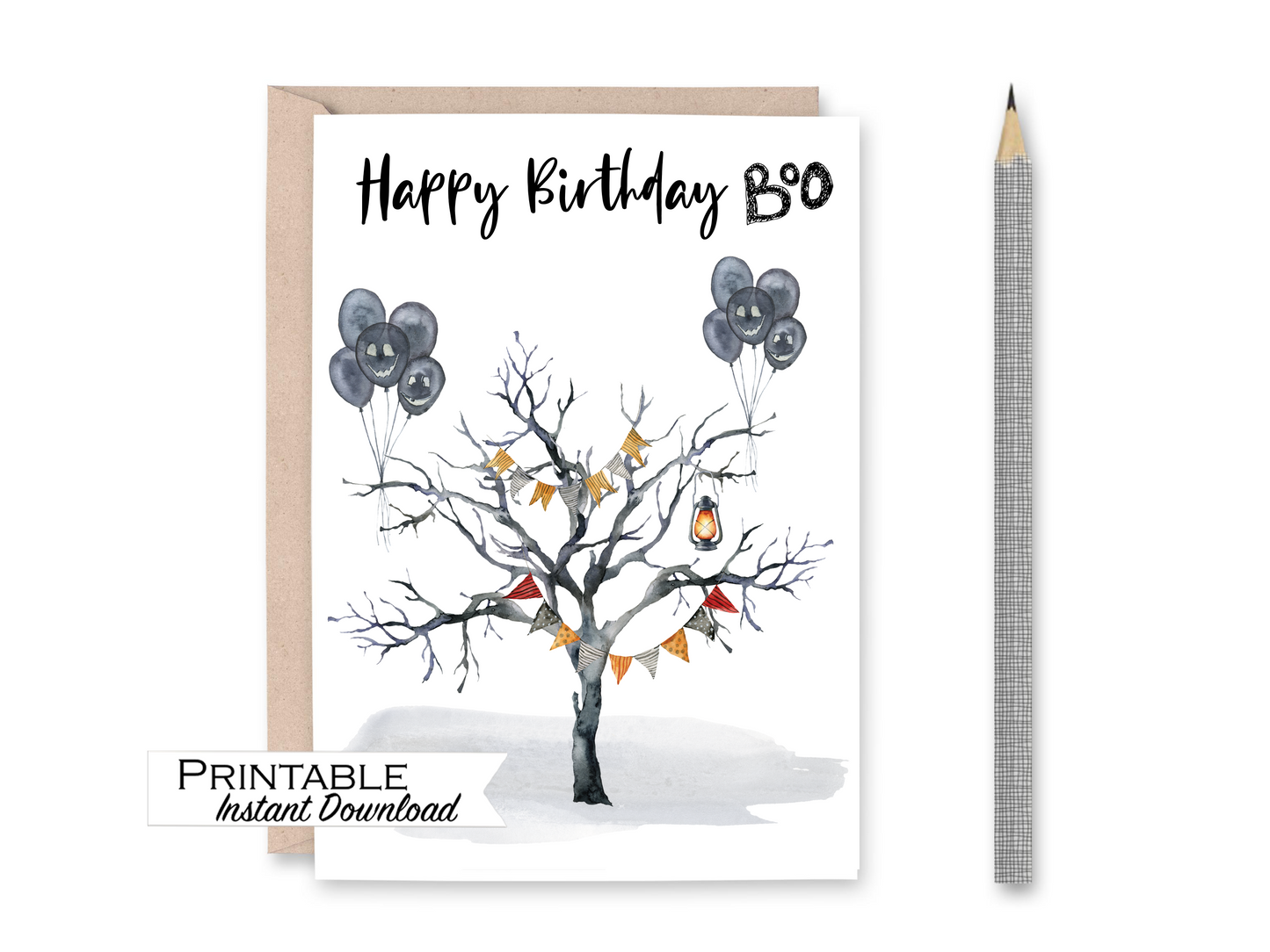 Happy Birthday Boo October Birthday Card Printable - Digital Download
