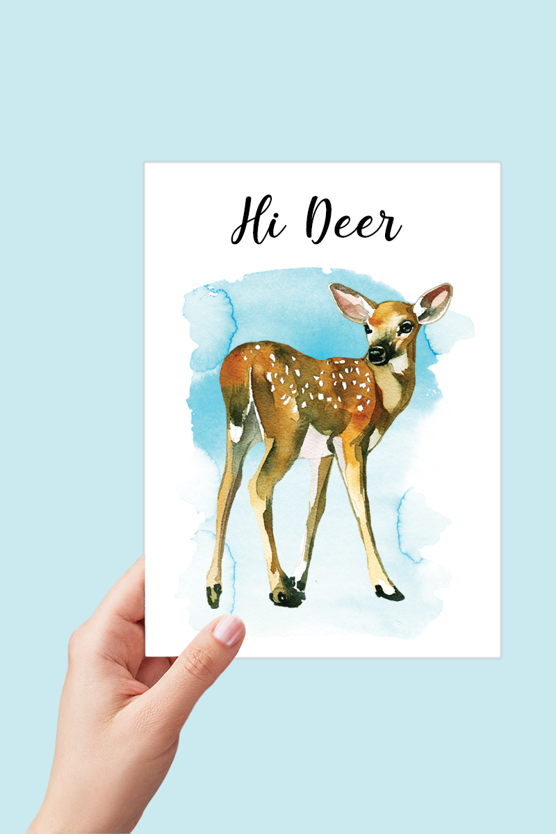 Deer in Nature Greeting Card Printable - Digital Download