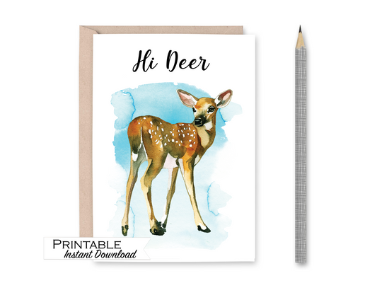Deer in Nature Greeting Card Printable - Digital Download