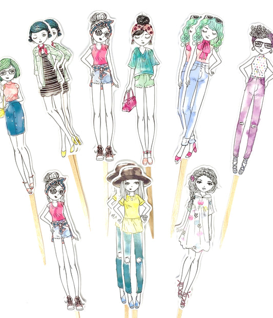 Girls are Awesome - Fashion Girl Cupcake Toppers