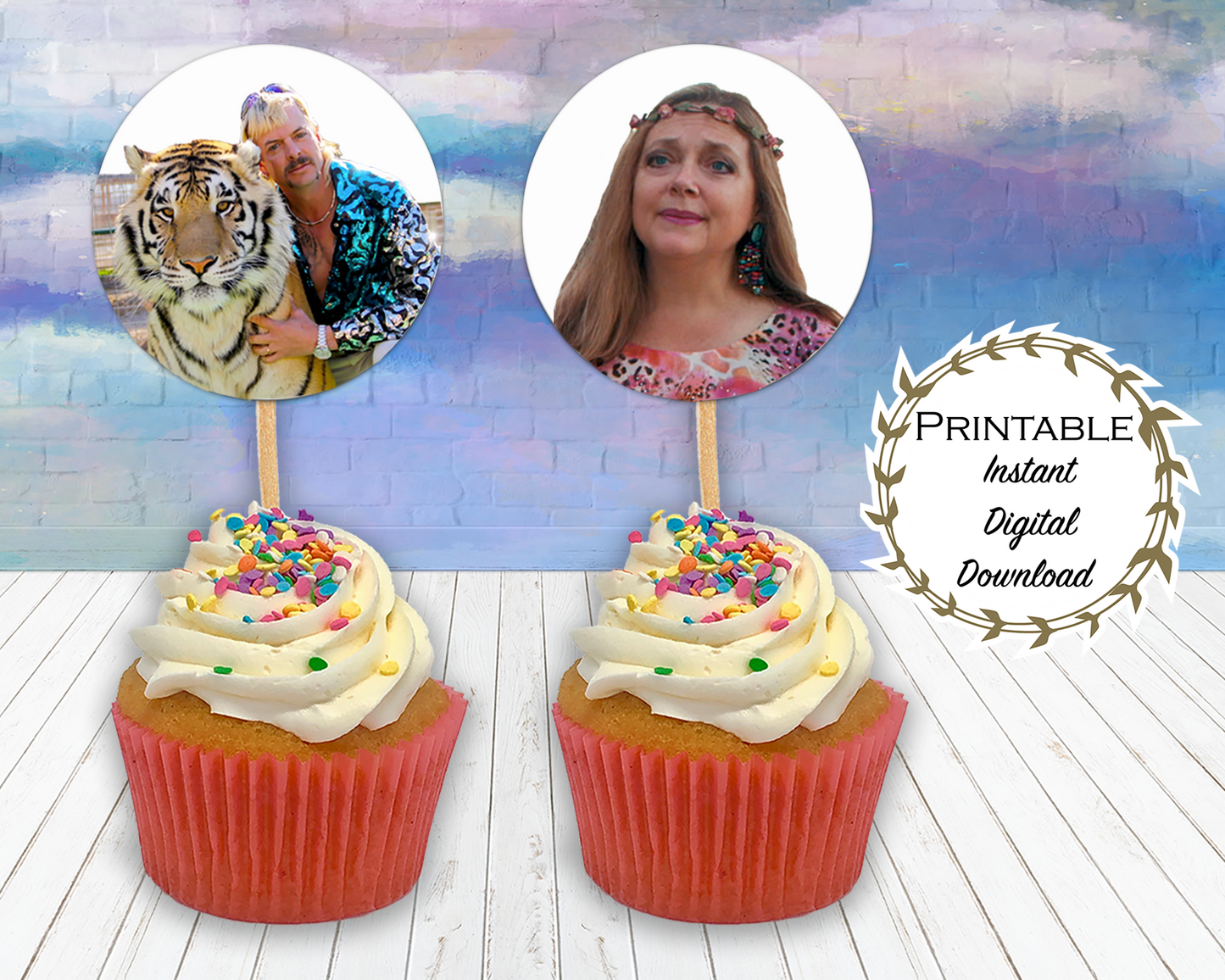 Tiger King Printable Cupcake Toppers Printable - Digital Download