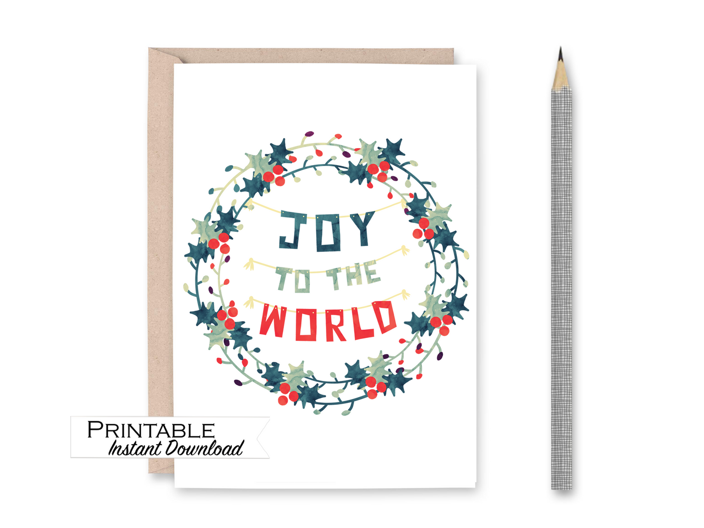 Joy to the World, Printable Card, Scandinavian Christmas