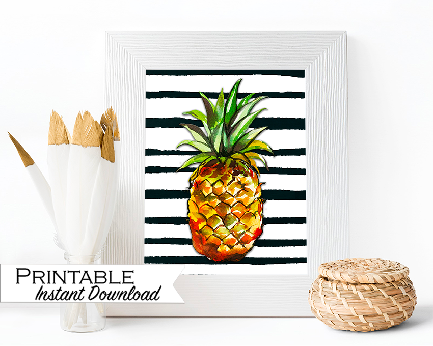 Printable Pineapple Wall Art Printable - Digital Download