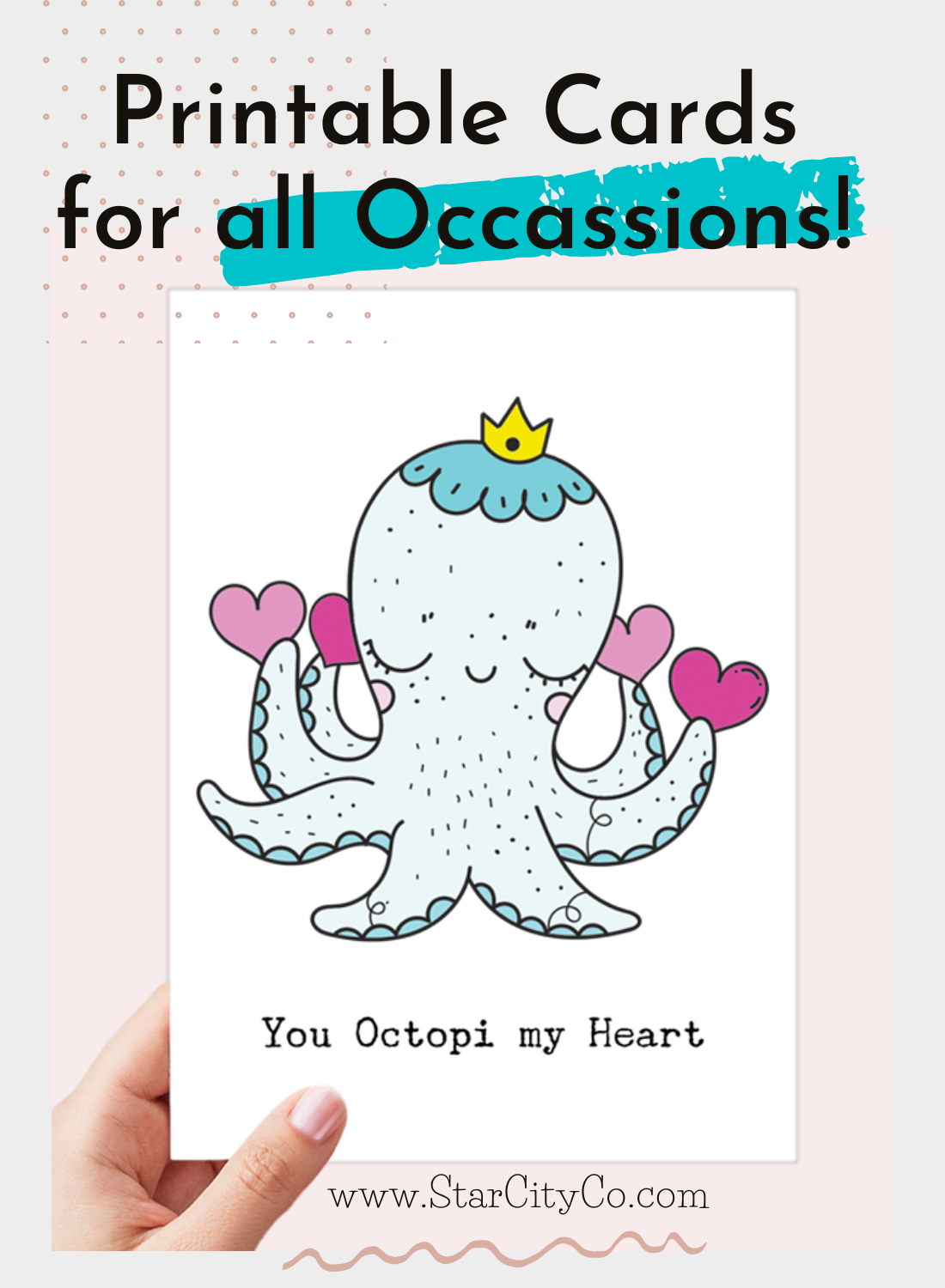 You Octopi my Heart - Octopus Love Card Printable - Digital Download
