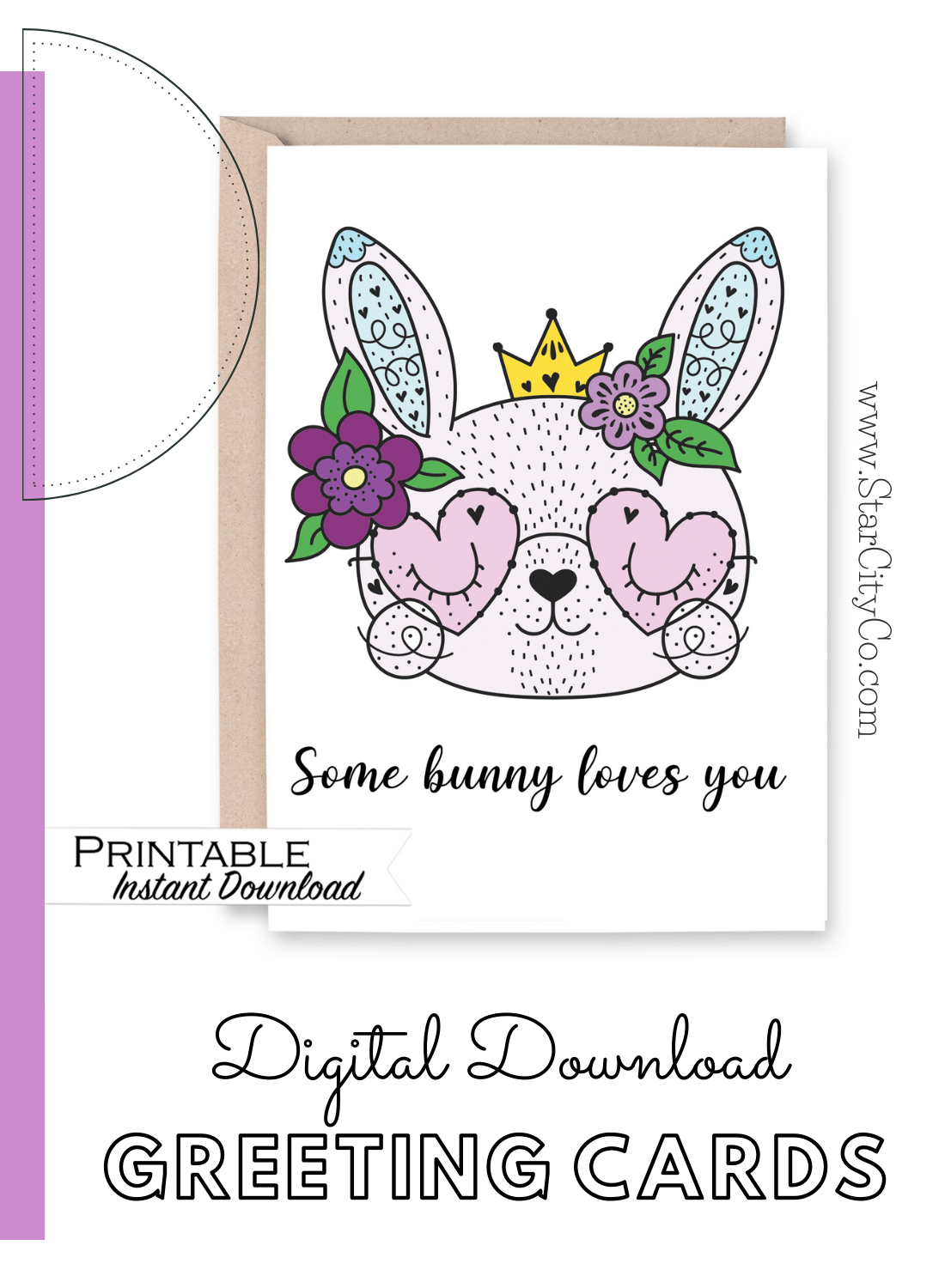 Some Bunny Loves You Easter Card Printable - Digital Download