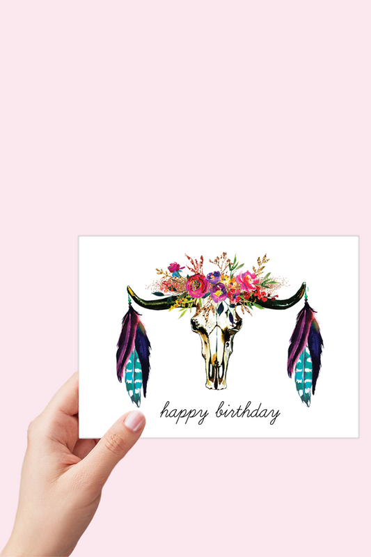 Boho Skull Girlfriend Birthday Card Printable - Digital Download