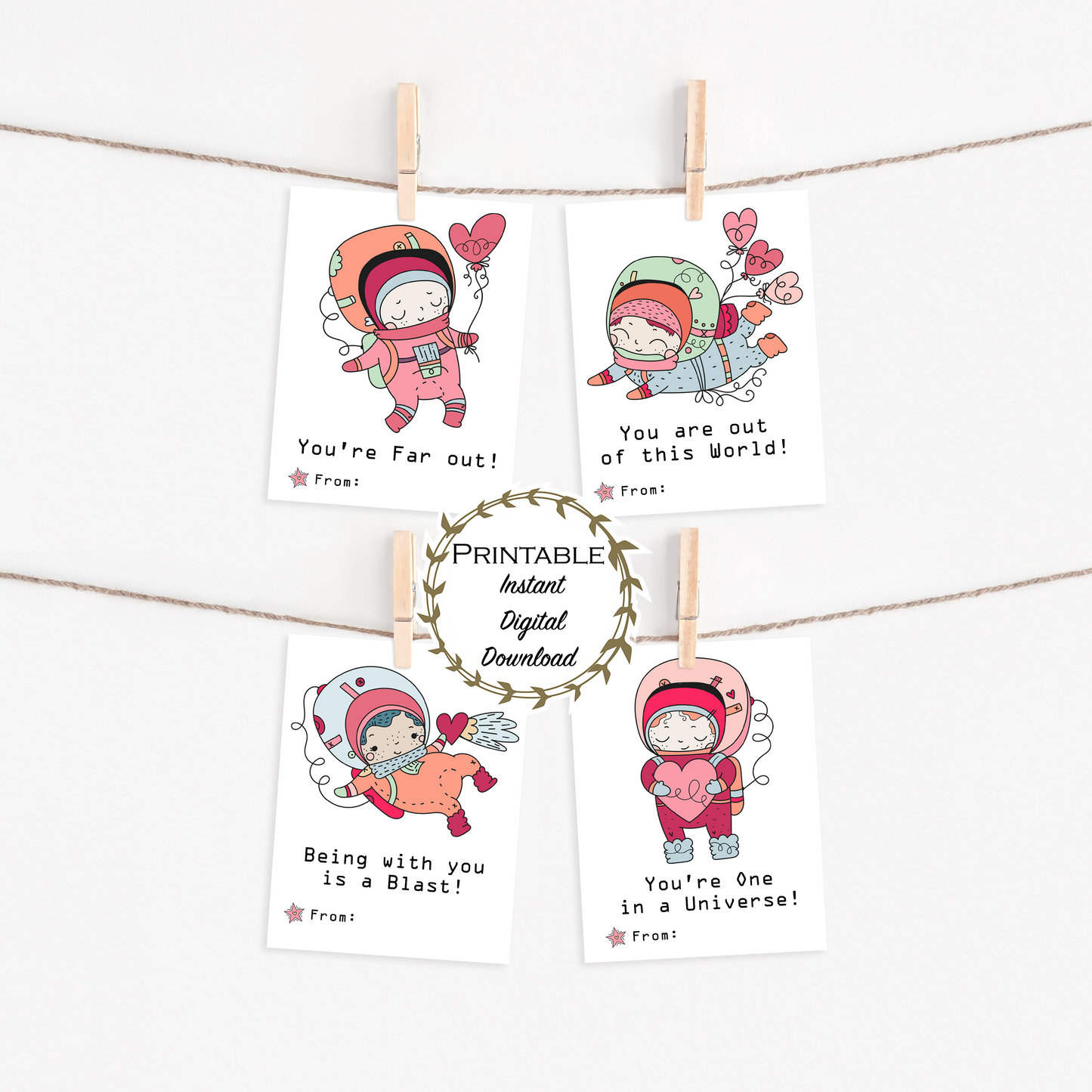 Outer Space Class Valentines Printable - Digital Download