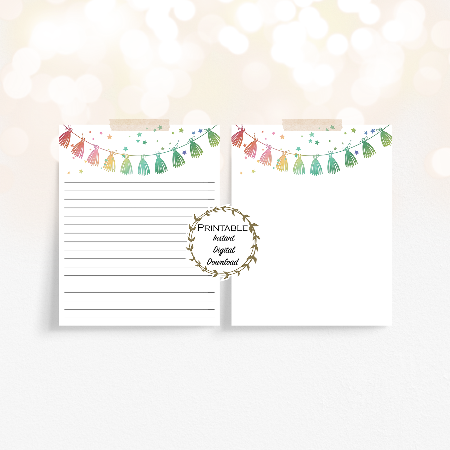 Rainbow Tassel Printable Stationery Printable - Digital Download