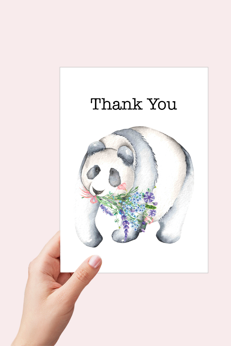 Panda Thank you Printable Notes Printable - Digital Download