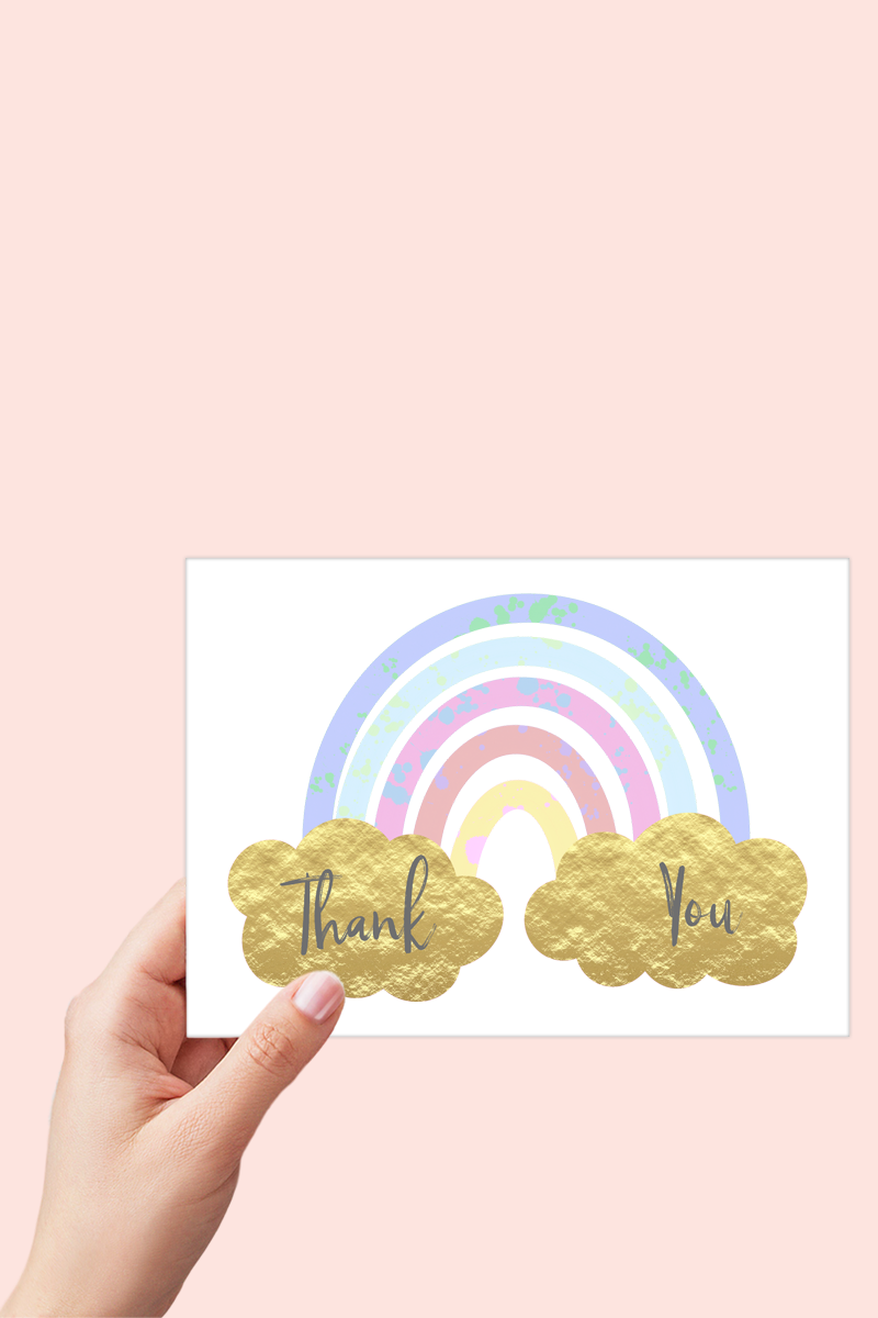 Pastel Rainbow Thank you Card Printable - Digital Download