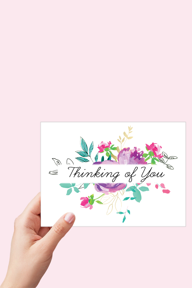 Thinking of you Card, Sympathy Card, Condolence Card, Bright Floral Card, Empathy Card, Sorry for your Loss, Instant Download Printable Card