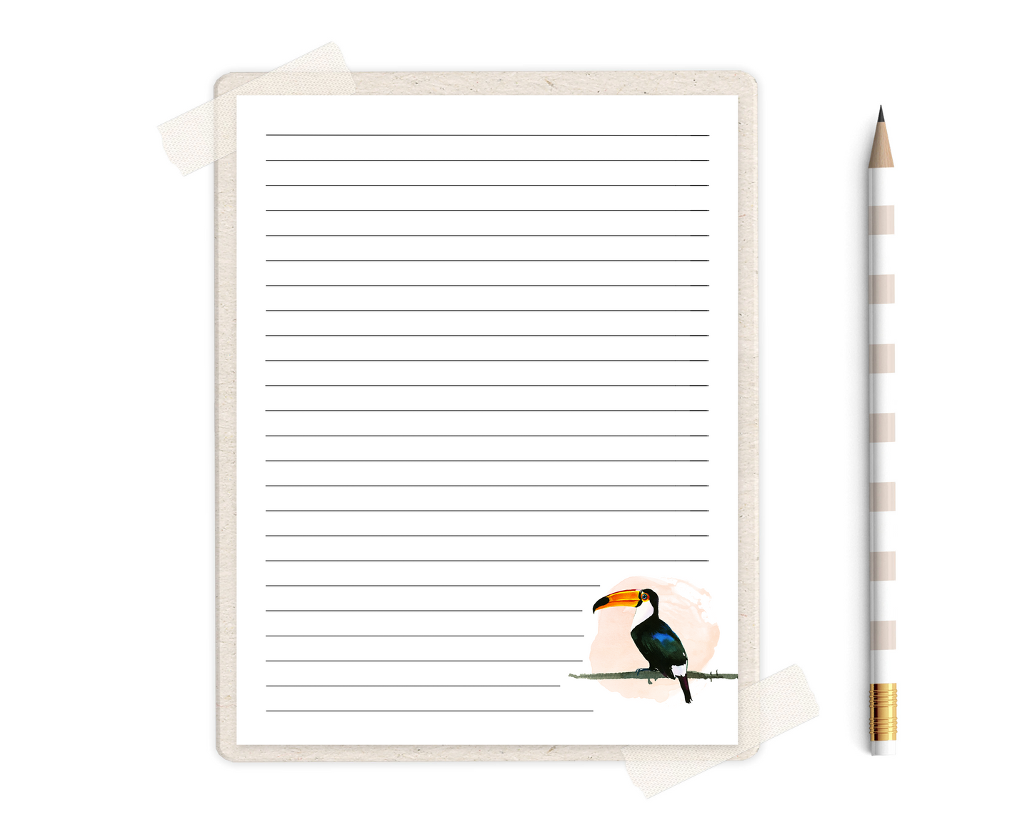 Watercolor Toucan Stationery Set Printable - Digital Download