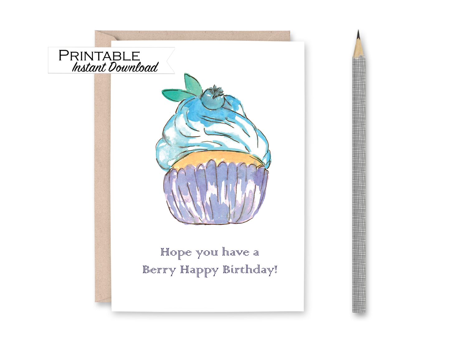Watercolor Cupcake Funny Birthday Card