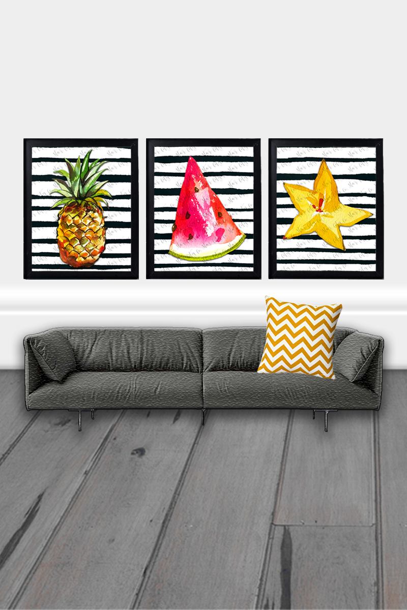 Tropical Fruit Printable Wall Art Set Printable - Digital Download