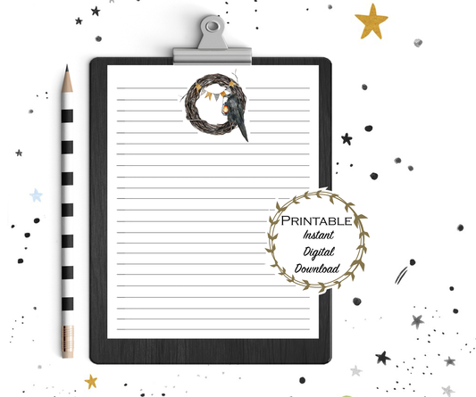 Crow Halloween Stationery Set Printable - Digital Download