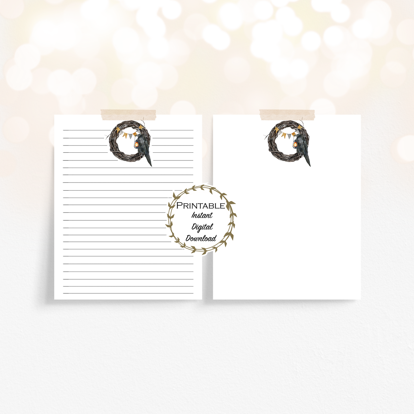 Crow Halloween Stationery Set Printable - Digital Download