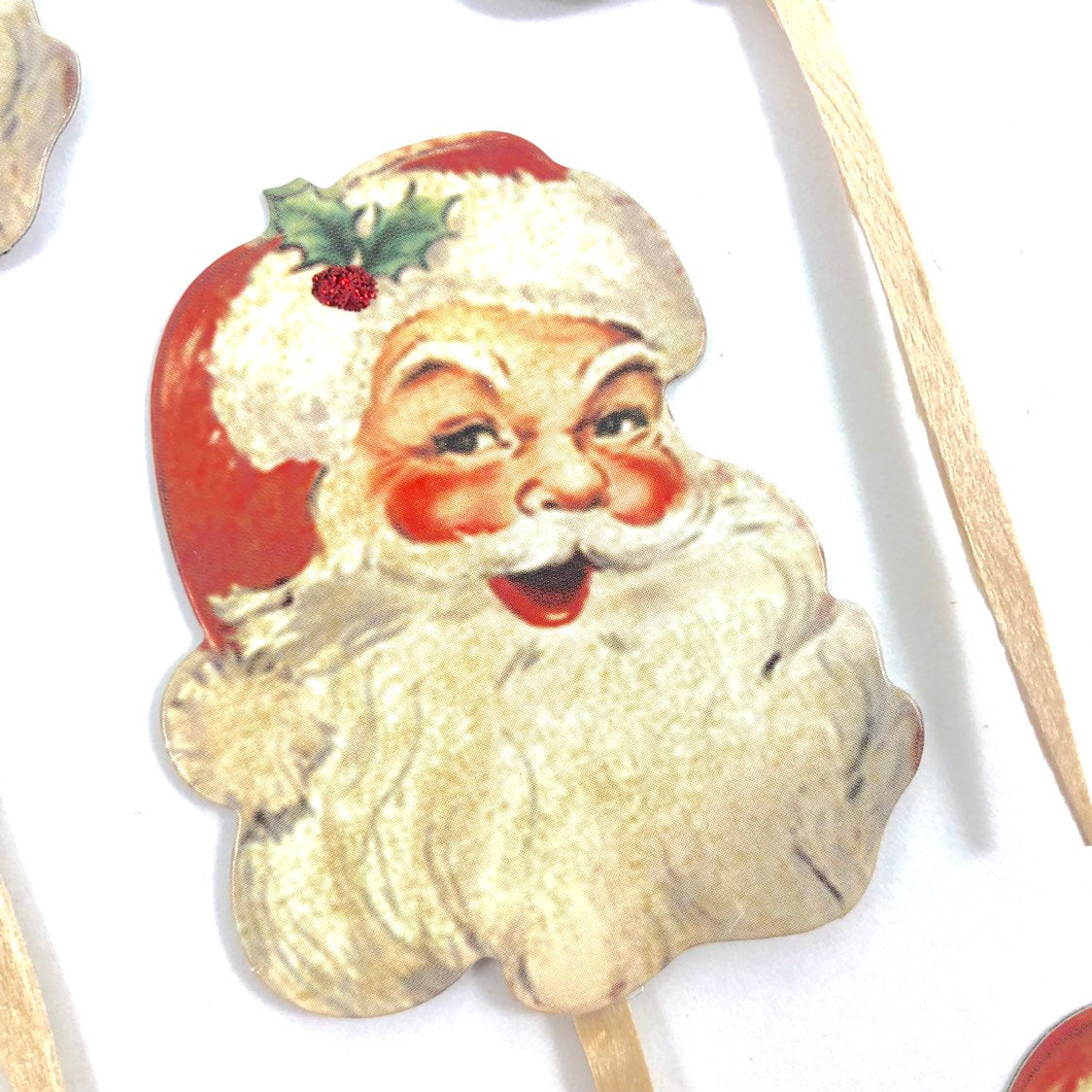 Vintage Christmas Santa Cupcake Toppers