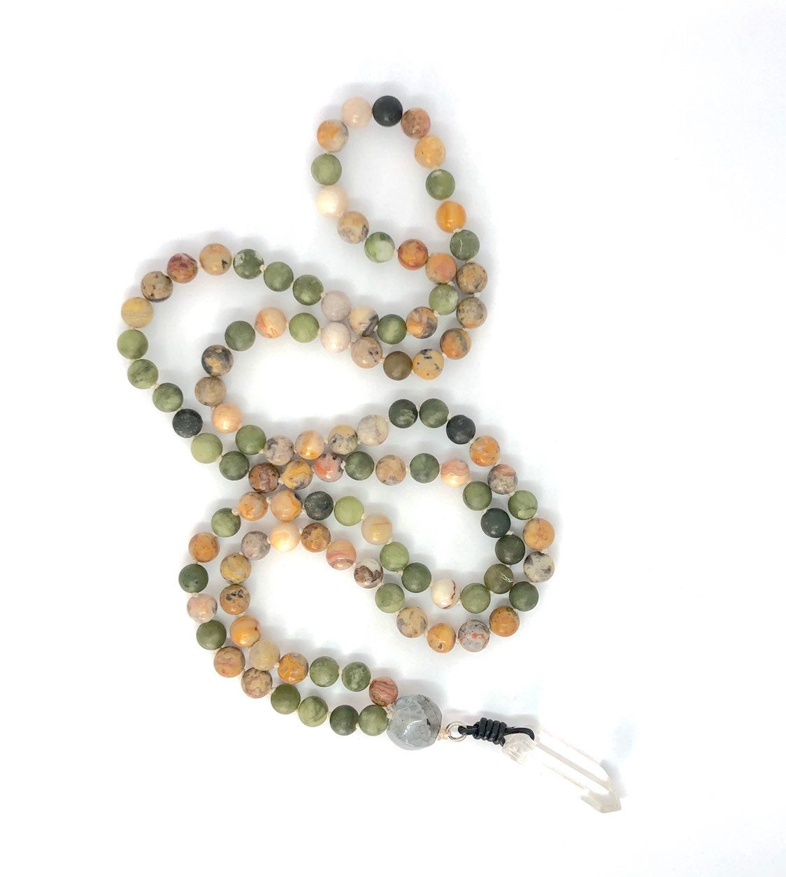 Yellow Howlite + Agate Mala Necklace