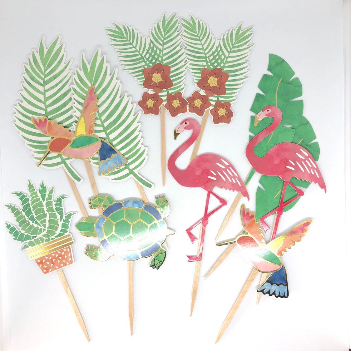 Tropical Pastel Cupcake Toppers