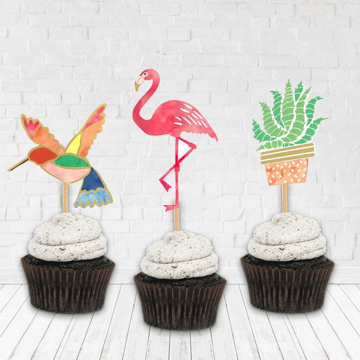 Tropical Pastel Cupcake Toppers