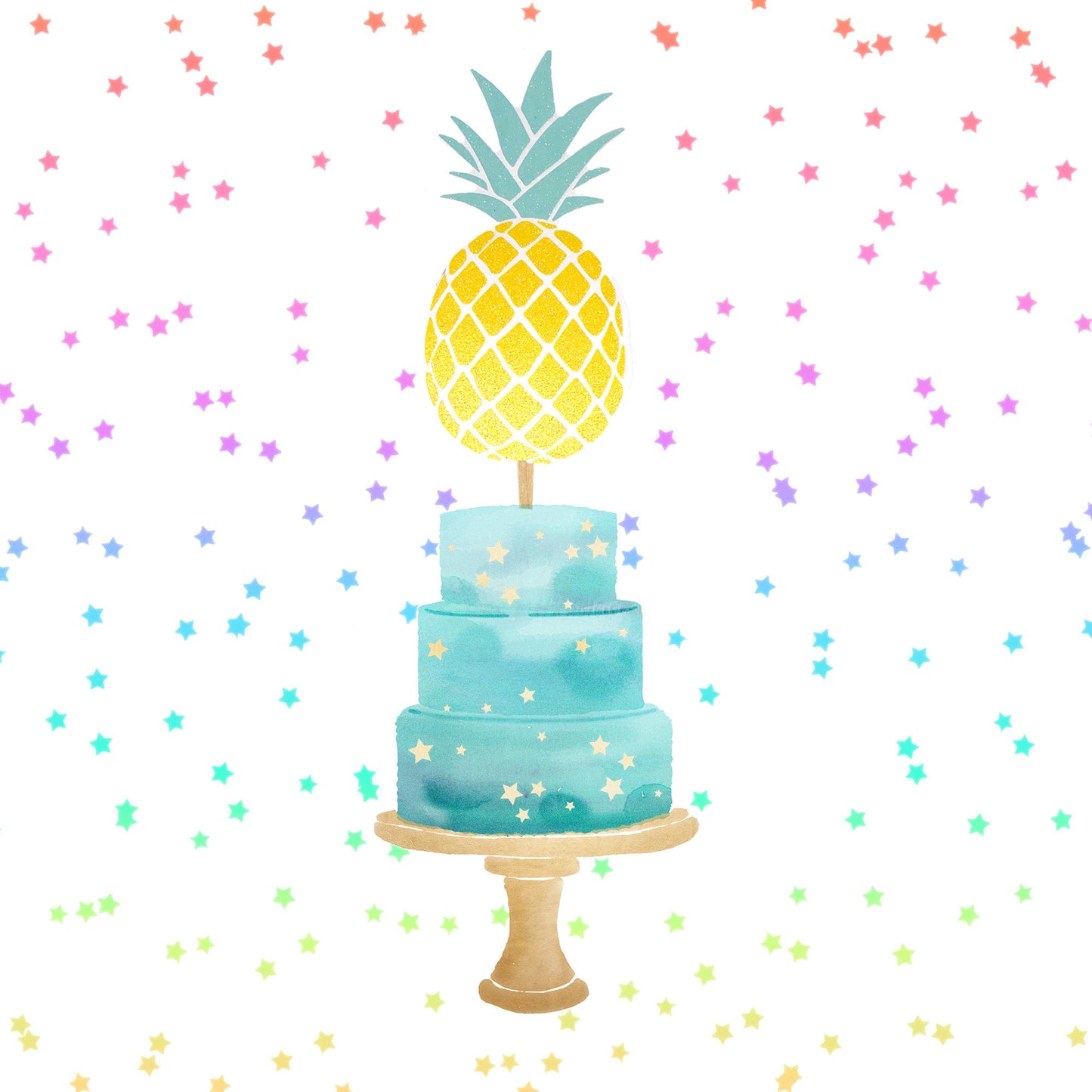 Big Glittery Pineapple Cupcake Toppers