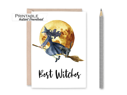 Best Witches Halloween Card Printable - Digital Download