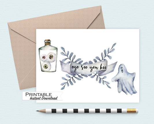 Eye See you Boo Halloween Card Printable - Digital Download