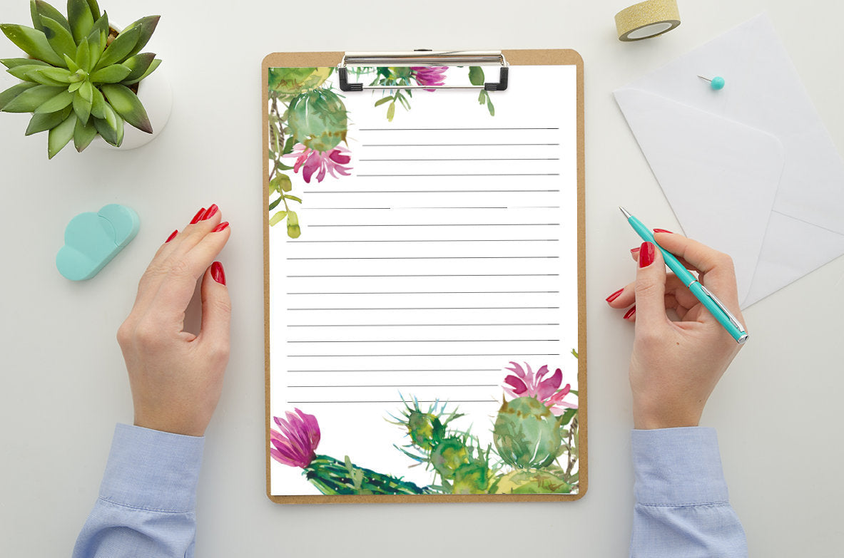 Cactus Succulents Cute Stationery Set Printable - Digital Download