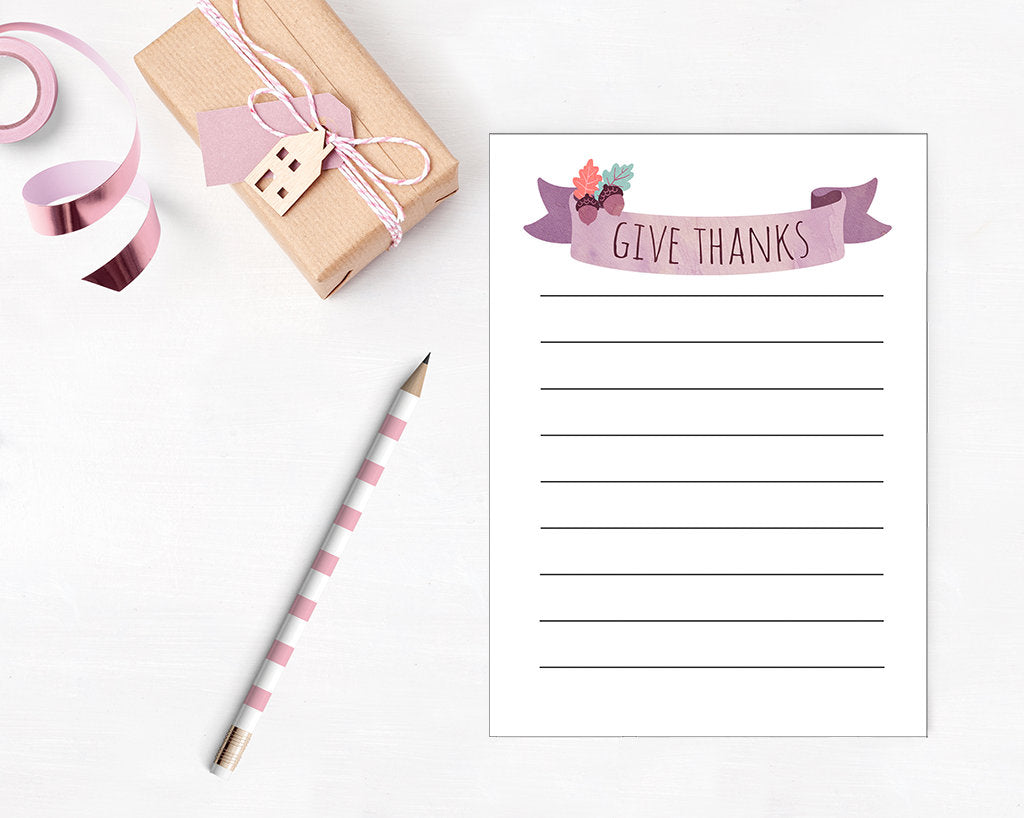 Give Thanks Note Cards, Thanksgiving Cards, Printable Stationary for Kids