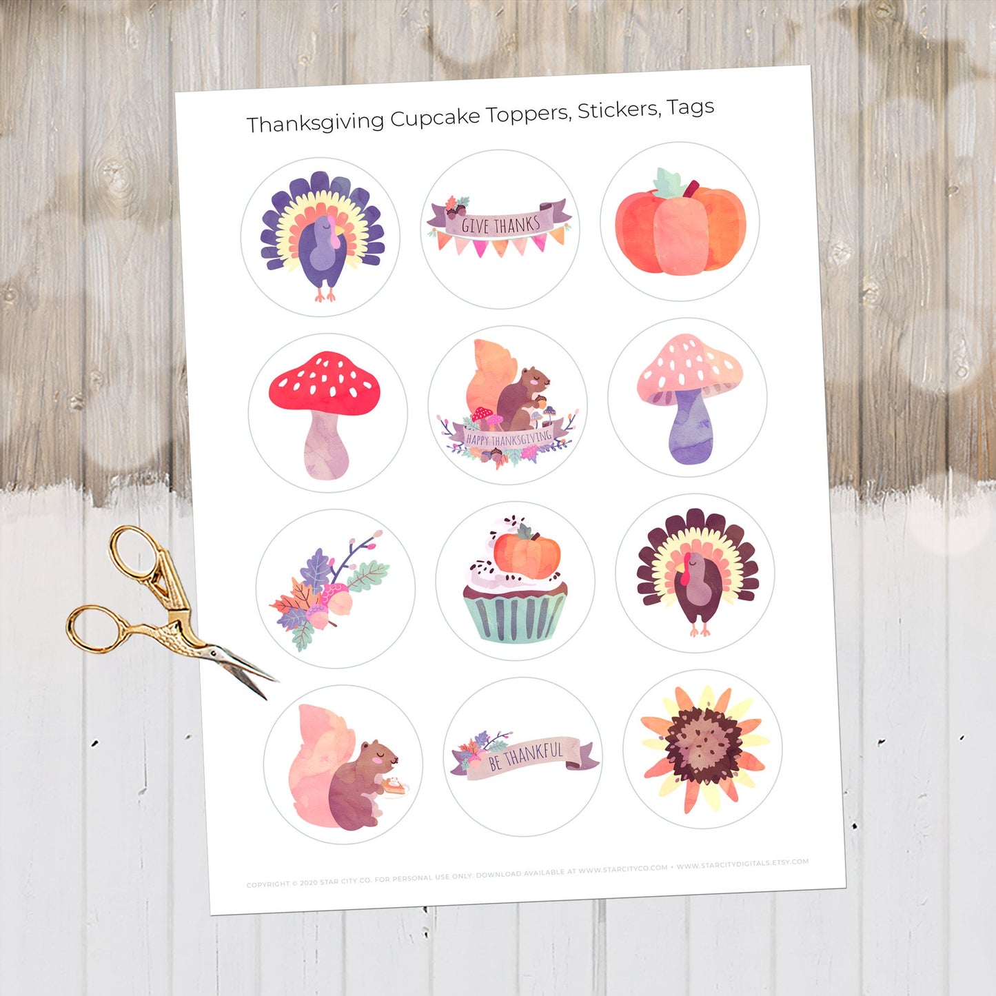 Thanksgiving Cupcake Toppers, Thanksgiving Tags, Thanksgiving Decor, Thanksgiving Printables