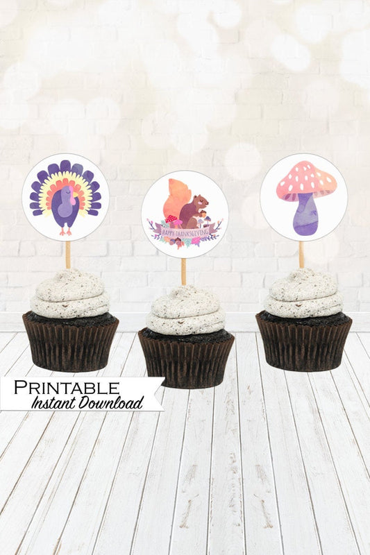 Printable Thanksgiving Cupcake Toppers or Tags