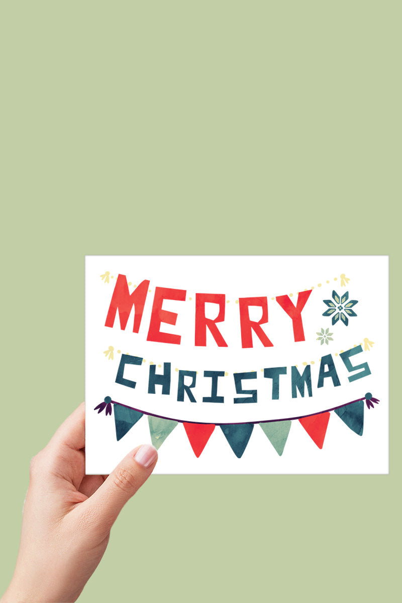 Scandinavian Style Merry Christmas Card Printable - Digital Download