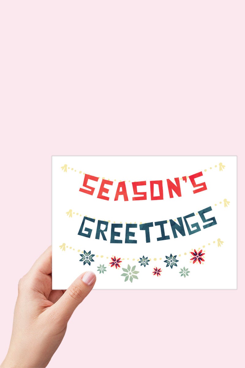 Scandinavian Seasons Greetings Card Printable - Digital Download