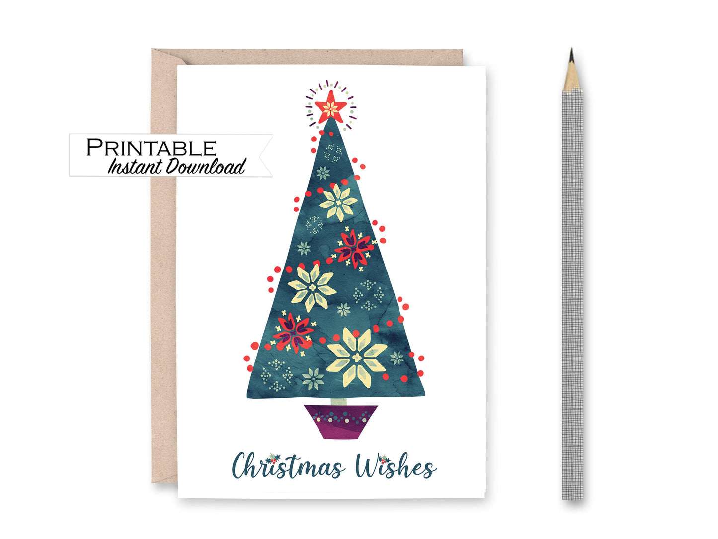 Christmas Wishes Printable Card, Scandinavian Christmas
