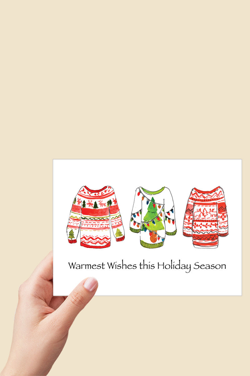 Warmest Wishes Ugly Christmas Sweater Card Printable - Digital Download