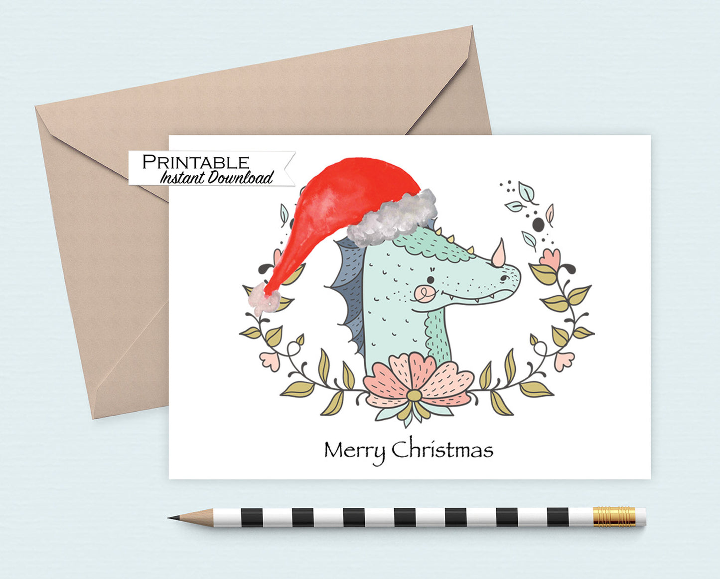 Magical Creatures Christmas Card Set  Printable - Digital Download