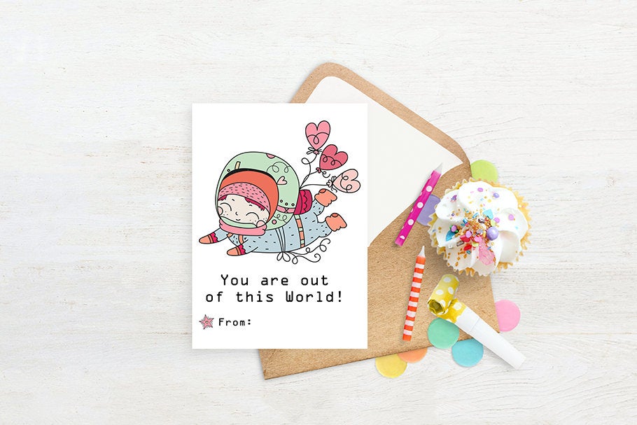 Outer Space Class Valentines Printable - Digital Download