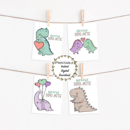 Dinosaur Class Valentines Card Printable - Digital Download
