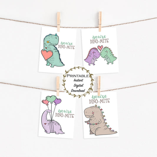 Dinosaur Class Valentines Card Printable - Digital Download