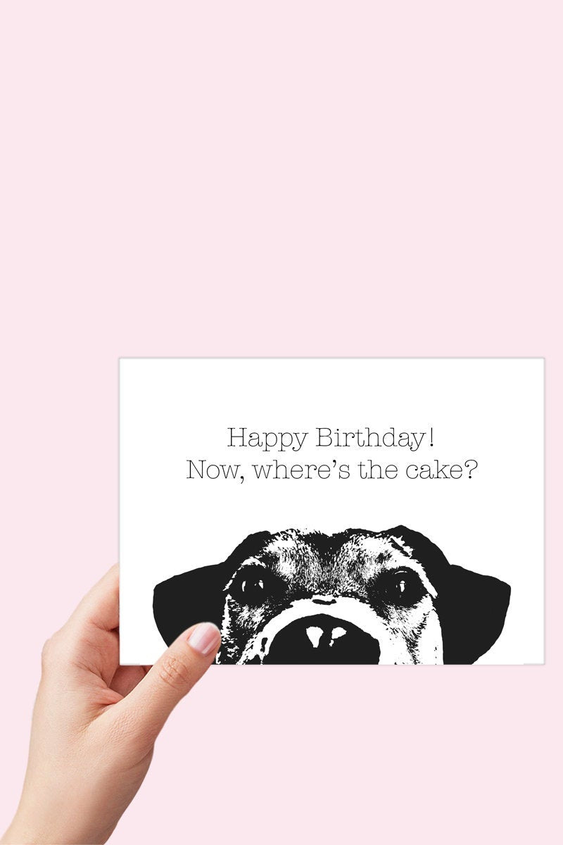 Where's the Cake - Dog Birthday Card  Printable - Digital Download